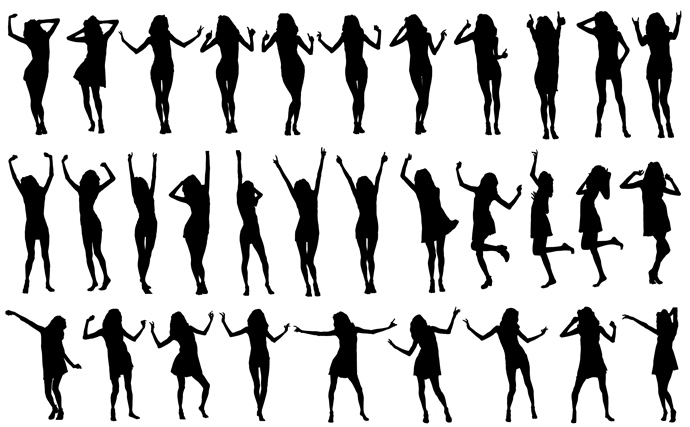 Free Vector Silhouettes Girls Dancing