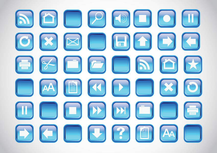 8 Blue Button Icon Images