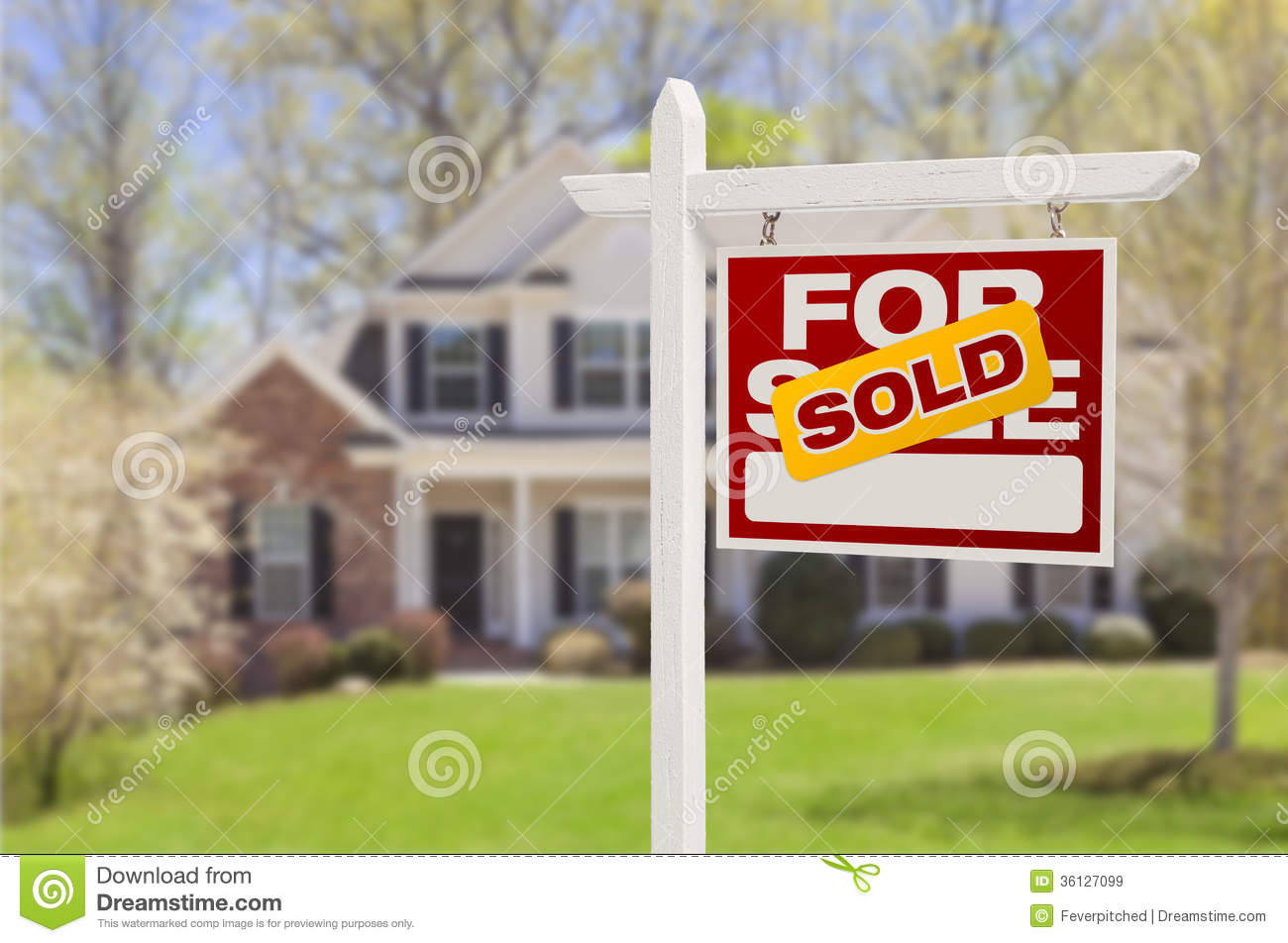 Front House with Sold Sign In