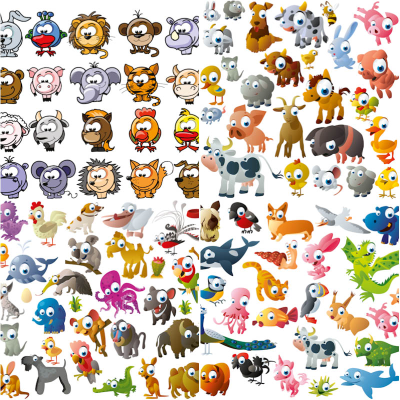 Funny Cartoon Animals Vector