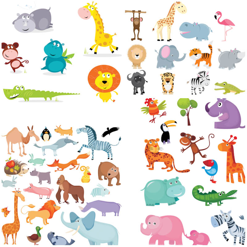 Funny Cartoon Animals Vector