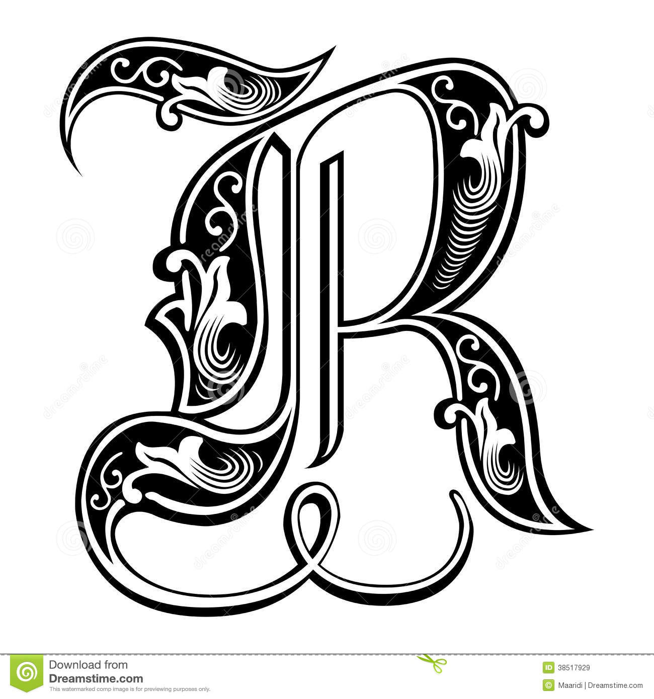 Gothic Style Font Letter R Gothic Style Font Letter R