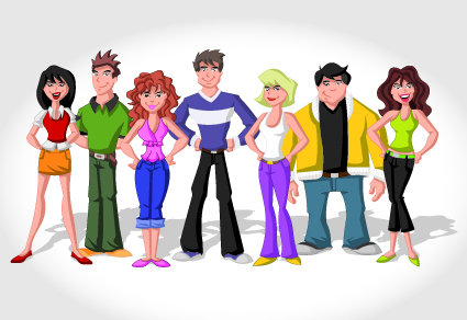 Group of People Cartoon Characters