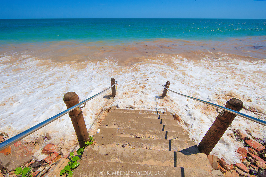 High Tide at the Beach with People