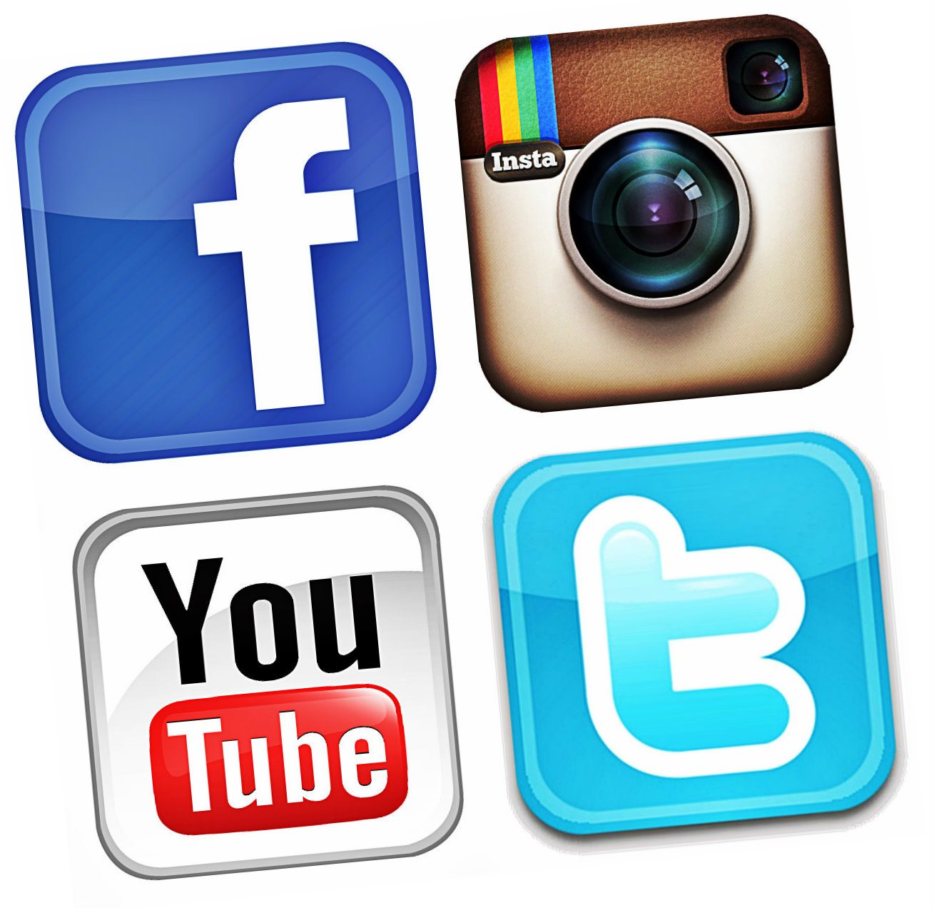 Instagram Facebook Twitter YouTube Logos