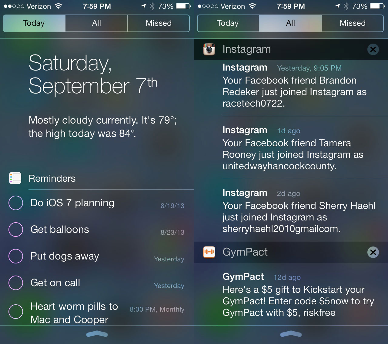 iPhone Notification Center iOS 8