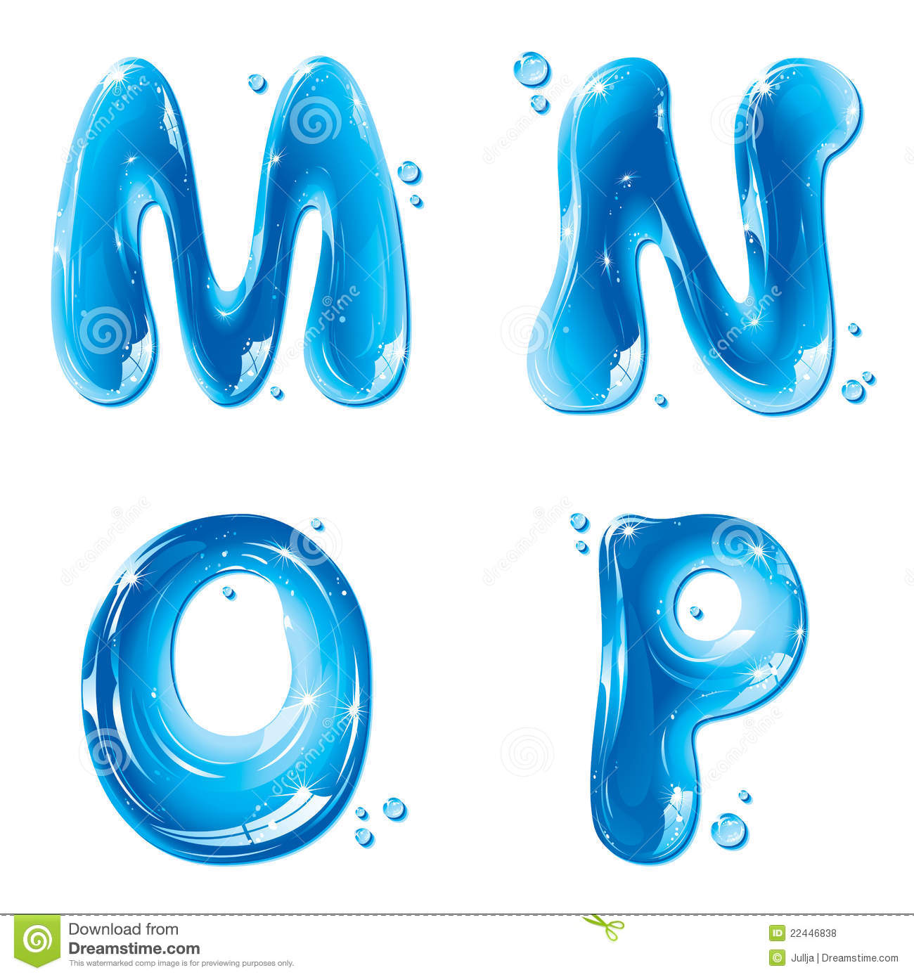 Liquid Water Letters Alphabet