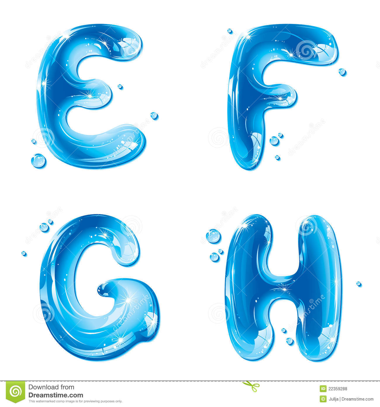 Liquid Water Letters Alphabet