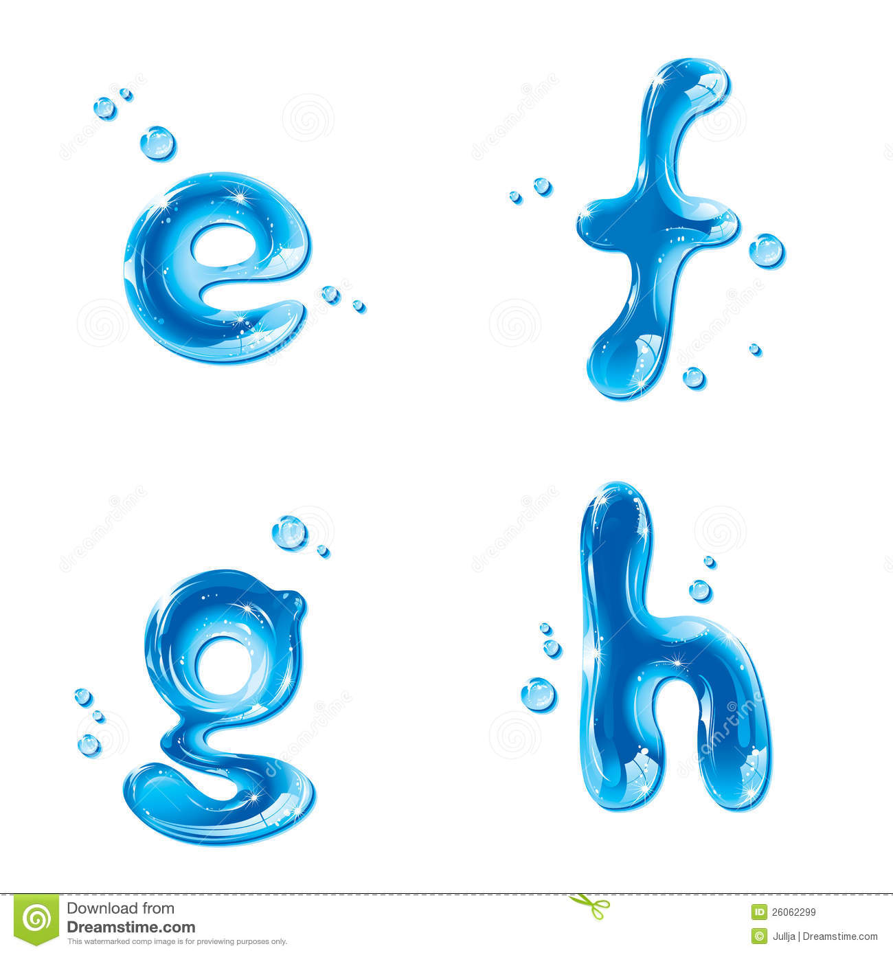 Liquid Water Letters Alphabet