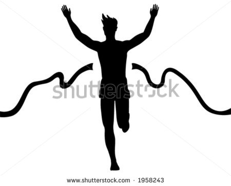 Man Running through Finish Line Clip Art
