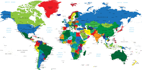 Map of World with Countries Labels