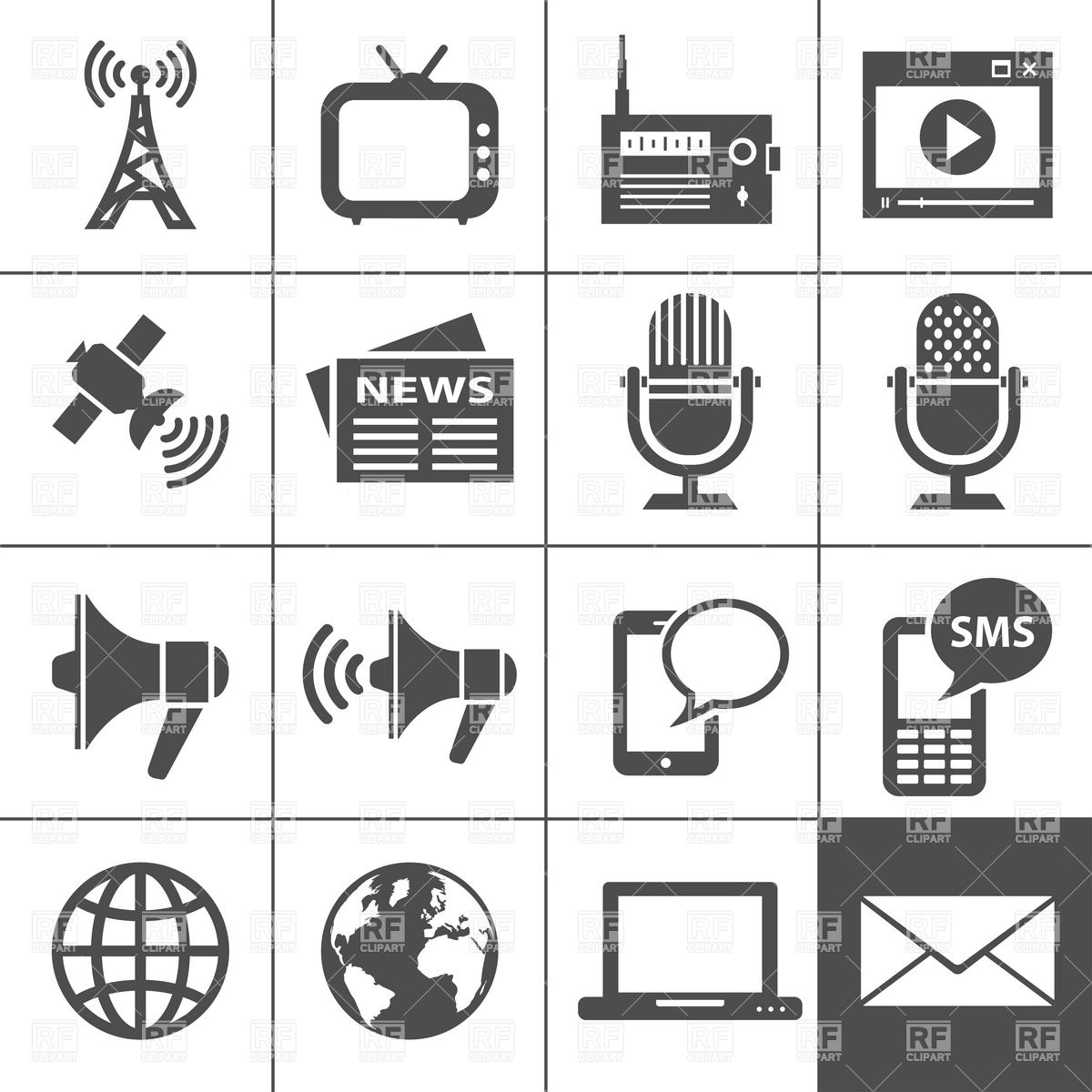 Mass Media Icons Vector Free