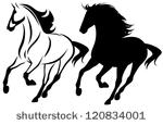 Outline of Horses Running