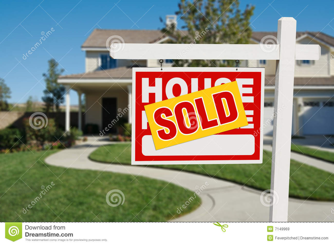 Real Estate Sold Sign House