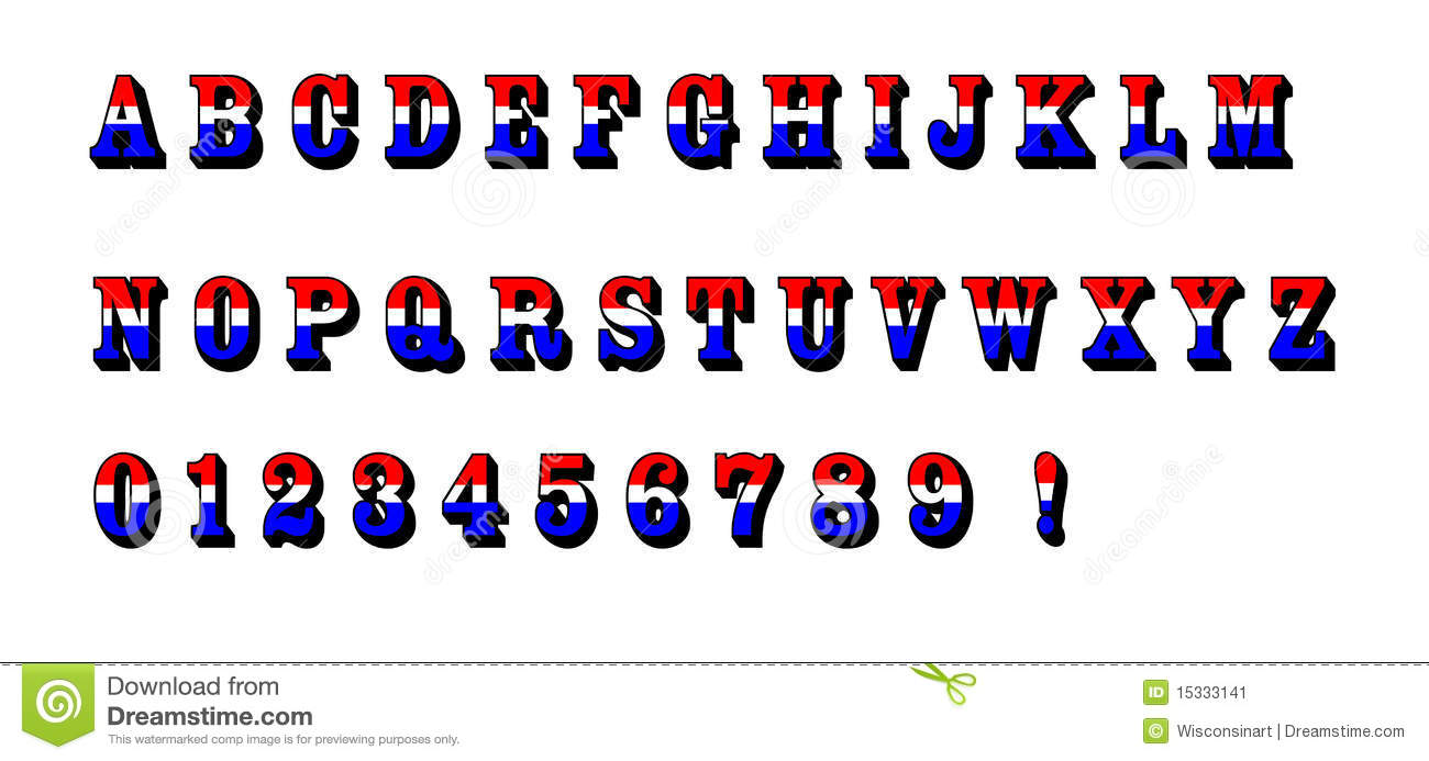 13 Red White Blue USA Font Images