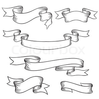 Ribbon Banner Outline Vector