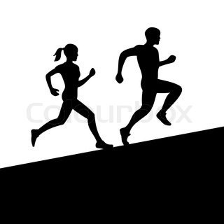 Running Woman Silhouette Vector