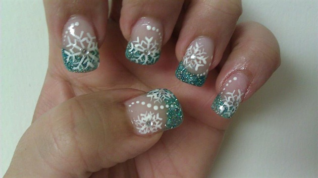 Snowflake Acrylic Nail Art