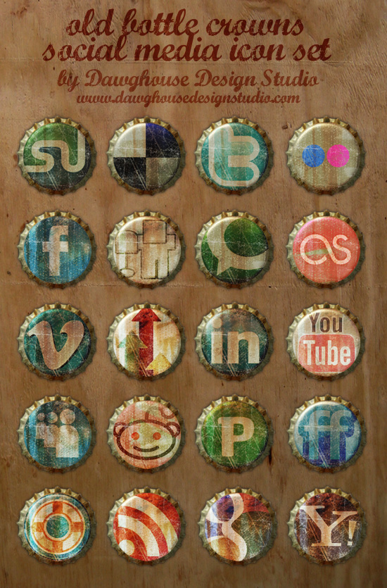 Social Media Icons Bottle Caps