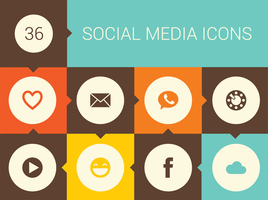Social Media Icons Retro Social Media Icons Retro
