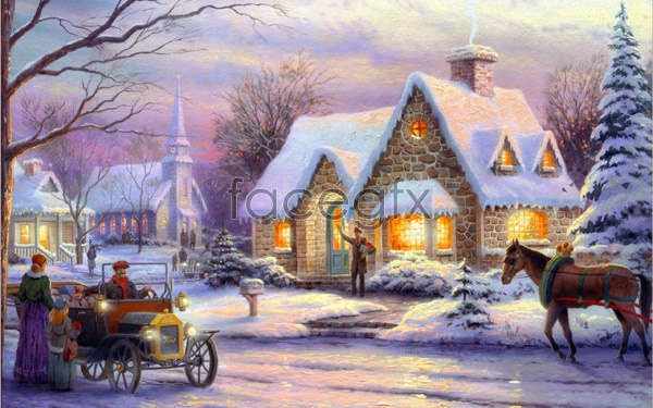 Thomas Kinkade Christmas Cottage Painting