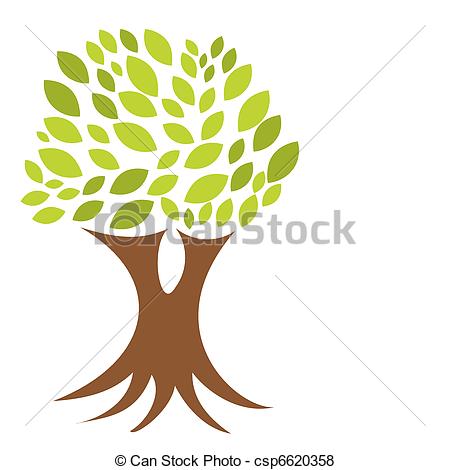 Tree with Roots and Leaves Clip Art