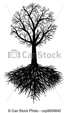 Tree with Roots Drawing Vector
