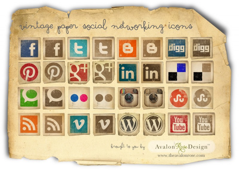 8 Vintage Social Media Icons Images