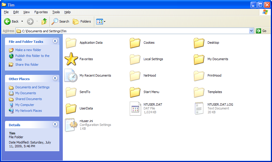 Windows XP Download Folder
