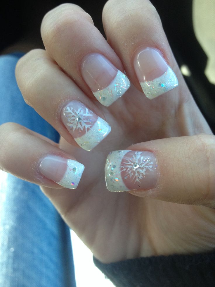 Winter French Tip Acrylic Nail Designs