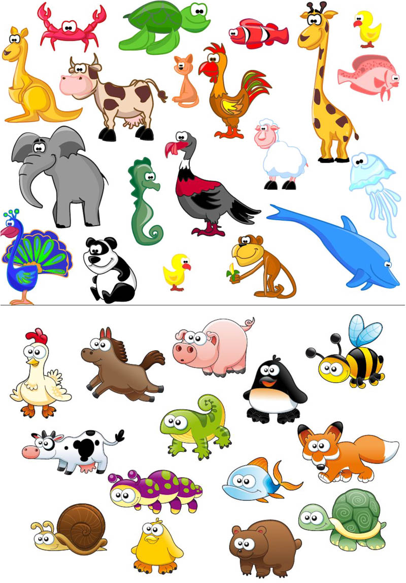 15 Cartoon Animals Vector Images