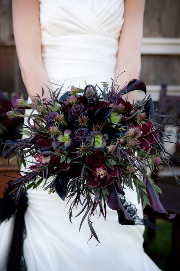 Black and Plum Wedding Bouquet