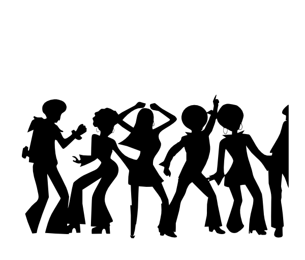Black and White Clip Art of Dancing Parties