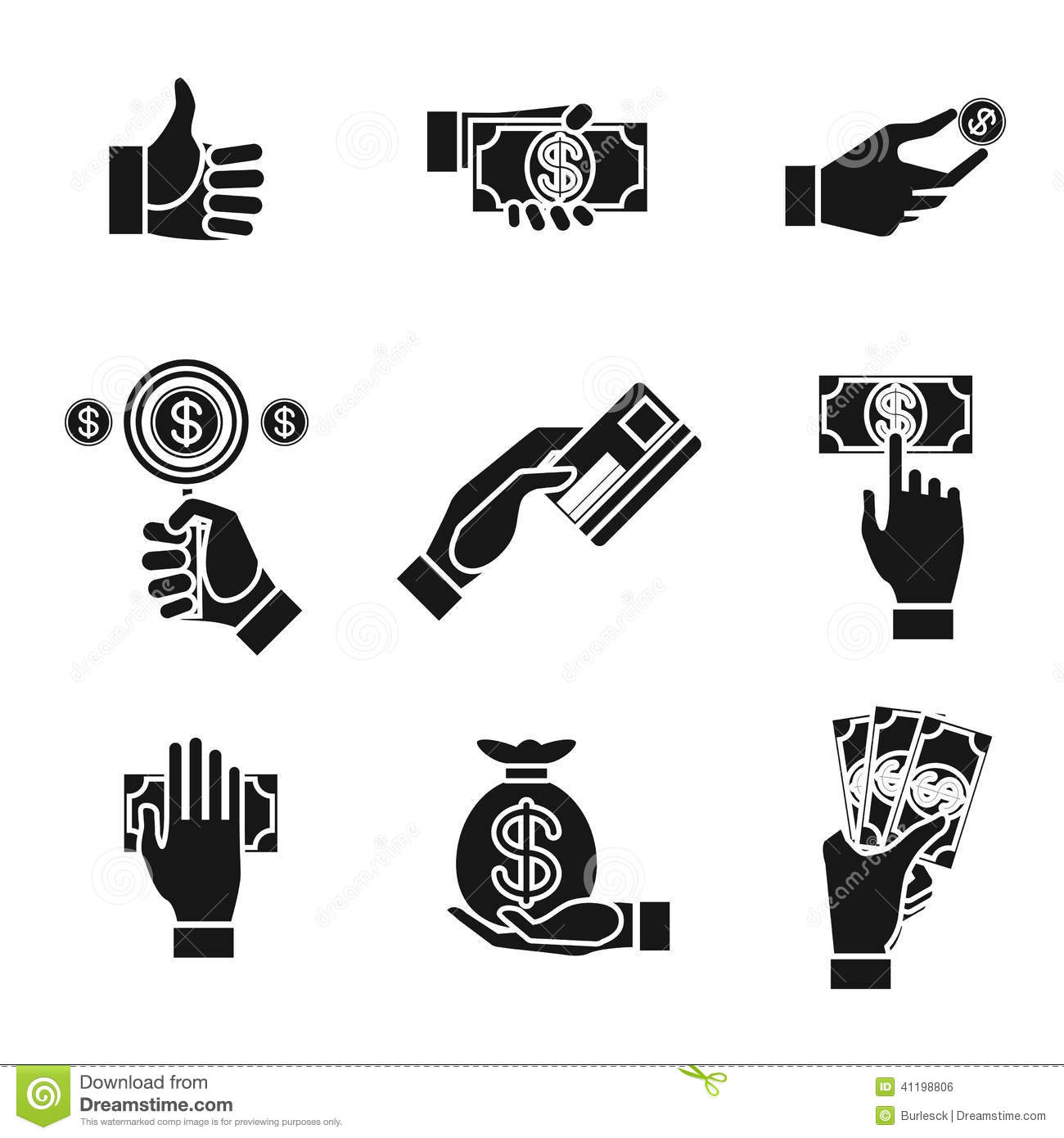 Black and White Hand Holding Money Icon