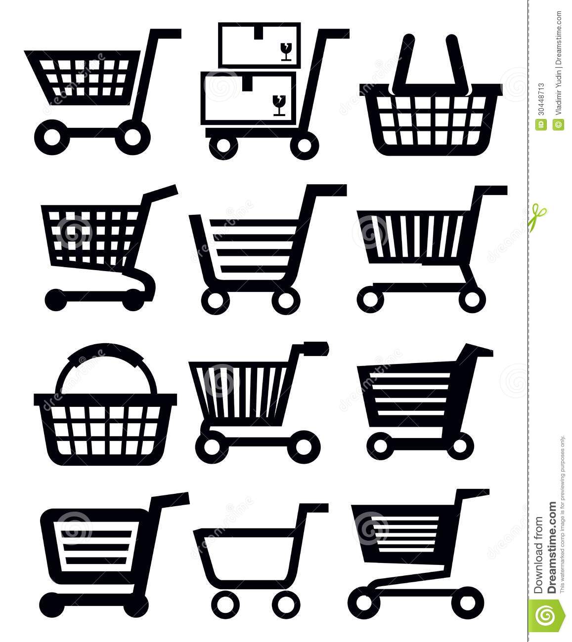 Black and White Shopping Cart Icon