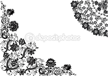 Black Flower Corner Vector