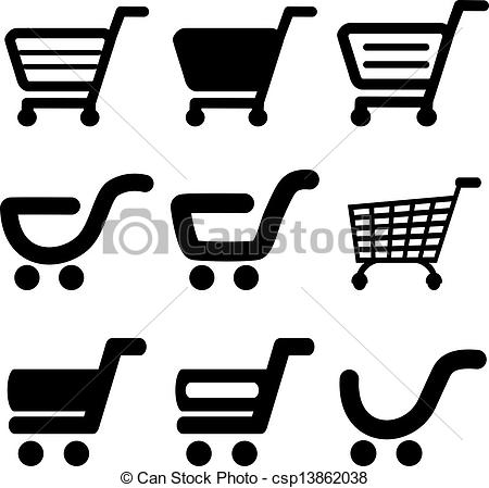 Black Shopping Cart Vector