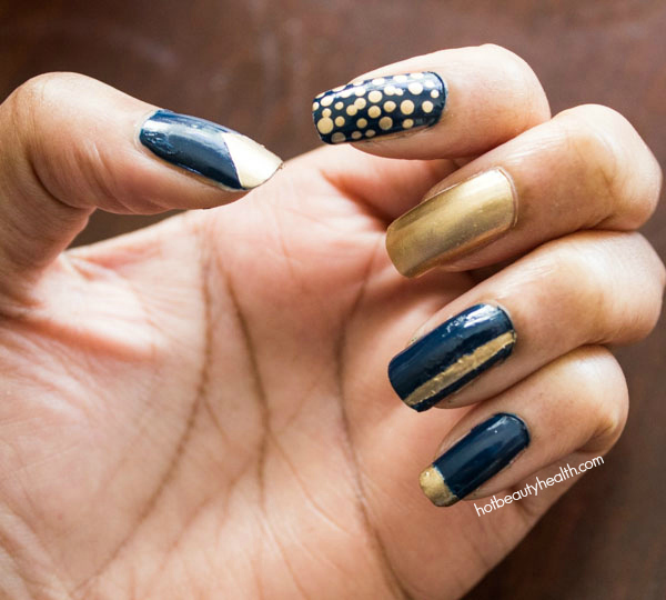 Blue and Gold Nail Art