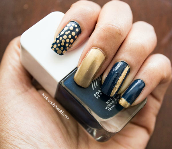 Blue and Gold Nail Art