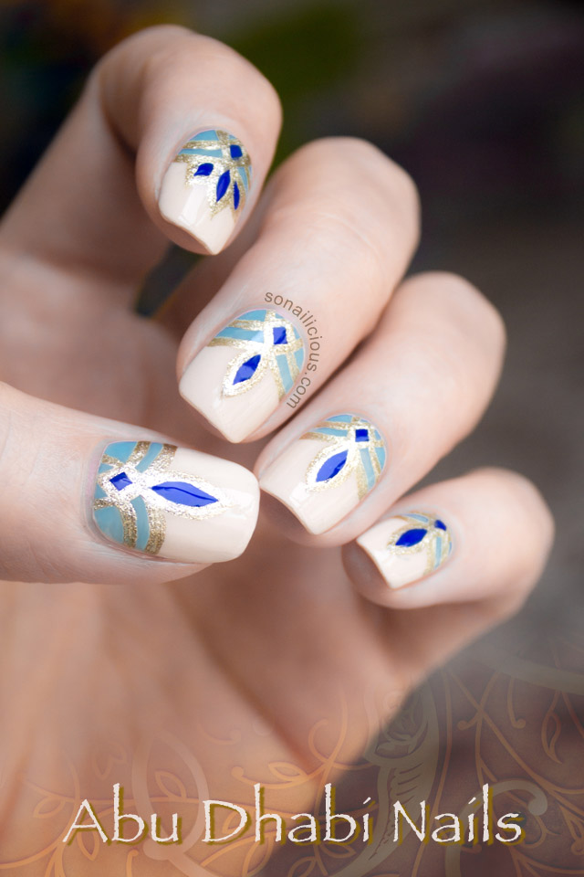 Blue and Gold Nails