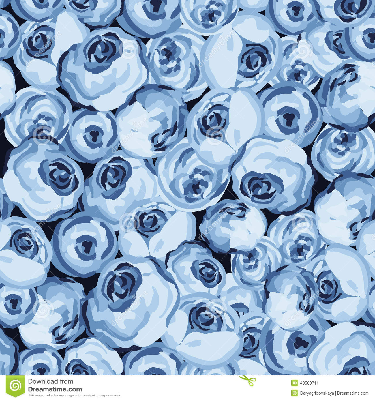 Blue Rose Seamless Floral Pattern