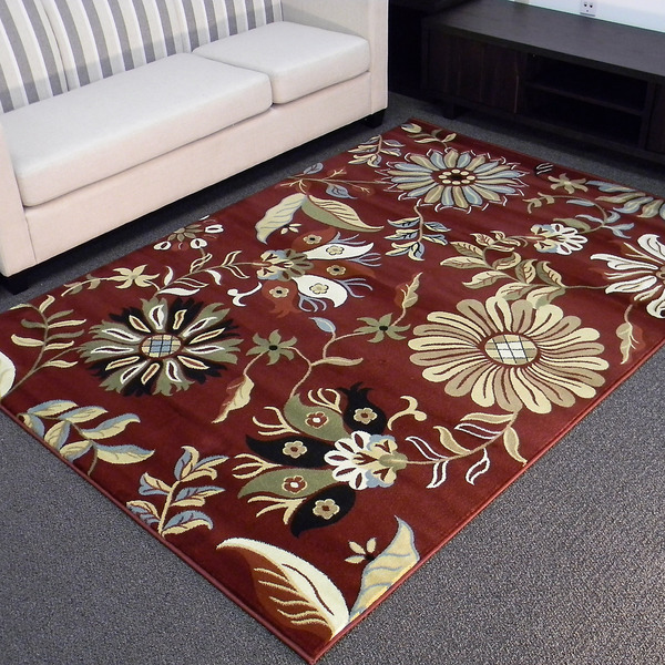 Burgundy Floral Area Rug