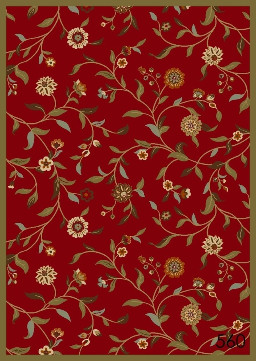 Burgundy Rug Floral Garden Design