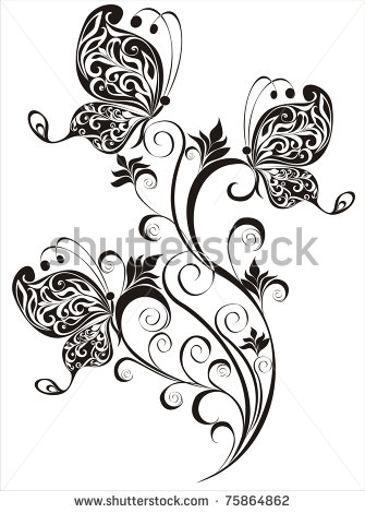 Butterfly Floral Design Tattoo