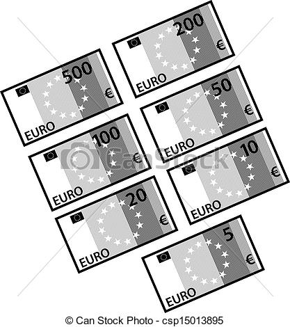 Clip Art Black and White Euro Bill