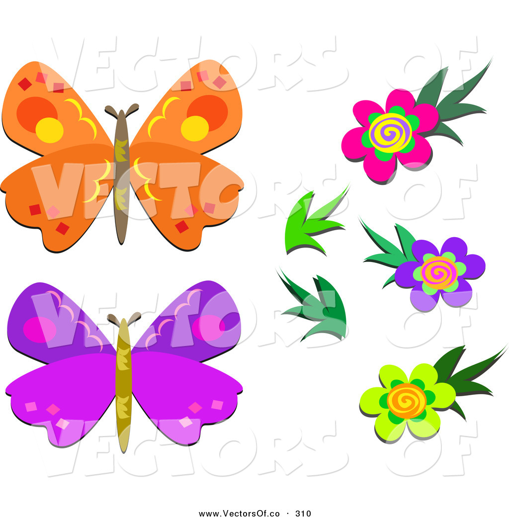 Clip Art Butterflies and Flowers