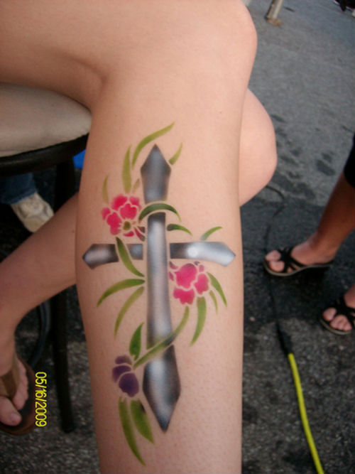 Cross with Flowers Tattoos for Women