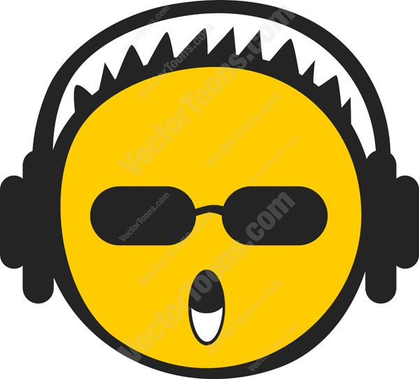 Emoji Smiley with Headphones