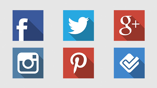 Flat Square Social Media Icons