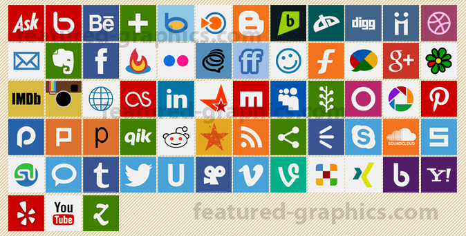 Flat Square Social Media Icons